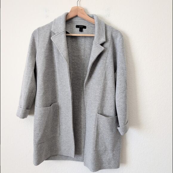 J. CREW Sophie Open Front Sweater Blazer Heather Gray Size XS Womens Excellent - Picture 6 of 12
